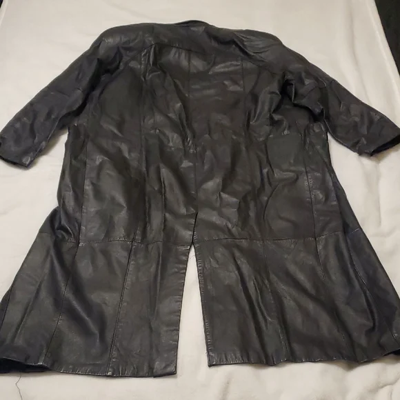Pelle Black 100% Genuine Leather Trench Coat - Picture 6 of 10